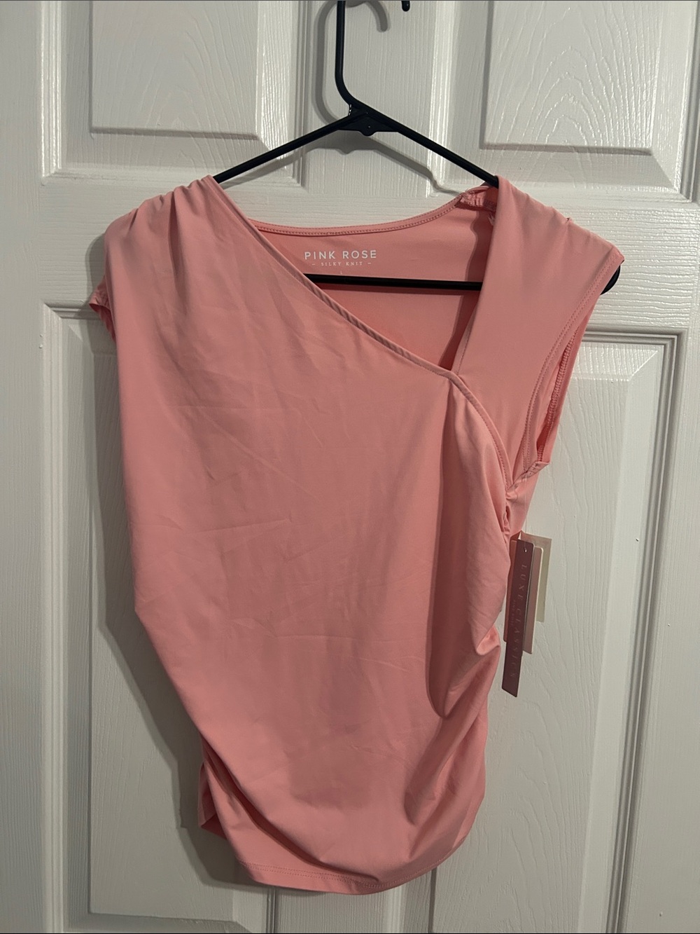 Pink Rose One-Shoulder Pink Draped Jersey Dress